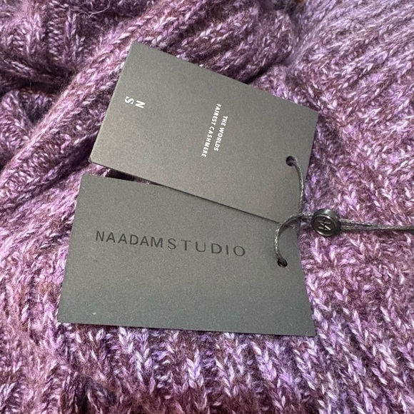 NAADAM Purple and Gold Cashmere Cowl Neck Sweater - Picture 6 of 7
